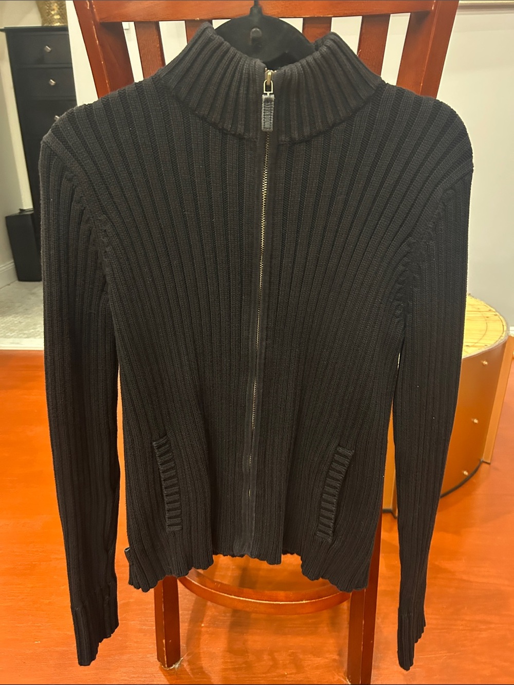 Polo by Ralph Lauren Black Ribbed Full-Zip Cardigan
